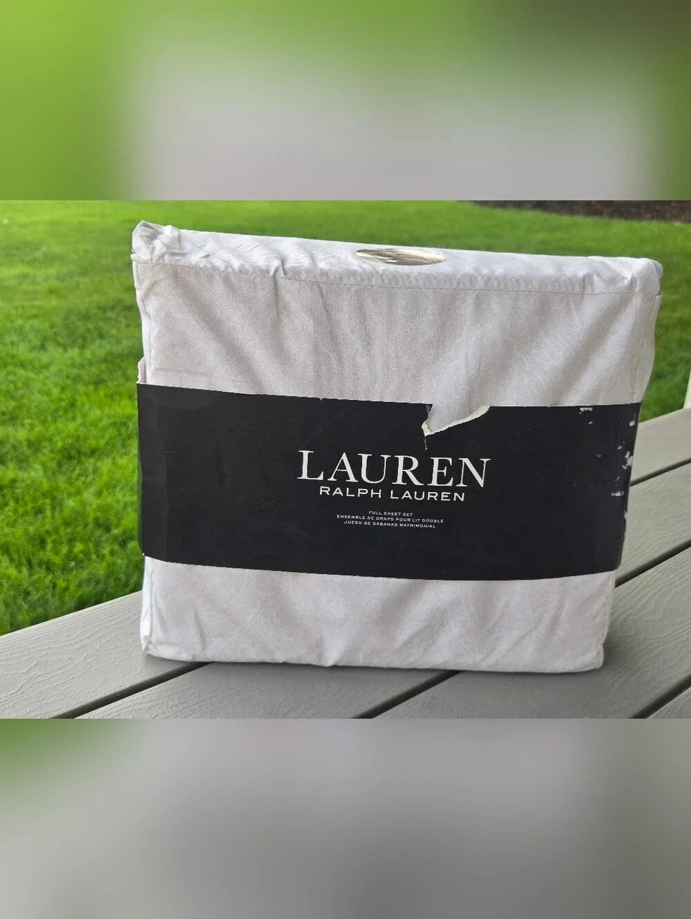 RALPH LAUREN Paisley Damask Full Sheet Set Ivory